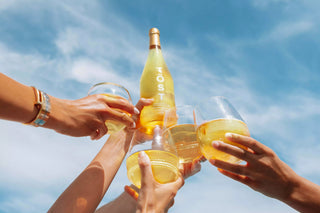 Friends toasting and celebrating with TÖST non alcoholic sparkling beverages

